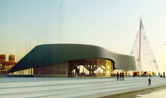 Vinneren av den åpne prosjektkonkurransen om restaurantbygningen på Tingvallautstikkeren ble Alliance arkitekter AS fra Oslo i samarbeid med kontoret MAPT fra København. Illustrasjon: Arkitekten