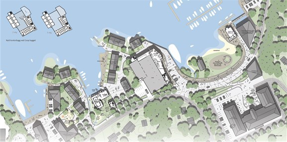 Situasjonsplan over området. Illiustrasjon: Arkitekten Situasjonsplan over området. Illiustrasjon: Arkitekten