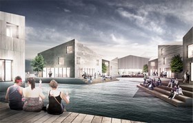 Perspektiv fra «Kulturhavnen». Illustrasjon: Jaja Architects Perspektiv fra «Kulturhavnen». Illustrasjon: Jaja Architects