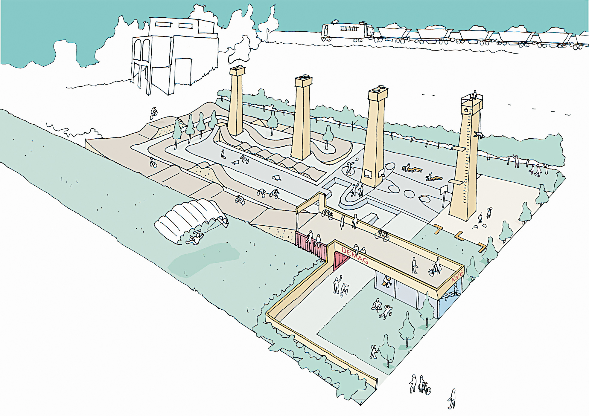 Brønnøysund: Skisse til utvikling av gammel brannstasjon. Brønnøysund: Skisse til utvikling av gammel brannstasjon.