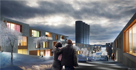 Mulighetsstudie på plannivå med arkitekturstudier; Boliger og handel på gammel industritomt ved Slemmestad sentrum. Leilighetsbygg- og townhousetypologi med hellende allmenningsstruktur gir optimale lysforhold og stor dybdekontakt til kai og sjø. Oppdragsgiver: DnBNOR Eiendom Mulighetsstudie på plannivå med arkitekturstudier; Boliger og handel på gammel industritomt ved Slemmestad sentrum. Leilighetsbygg- og townhousetypologi med hellende allmenningsstruktur gir optimale lysforhold og stor dybdekontakt til kai og sjø. Oppdragsgiver: DnBNOR Eiendom