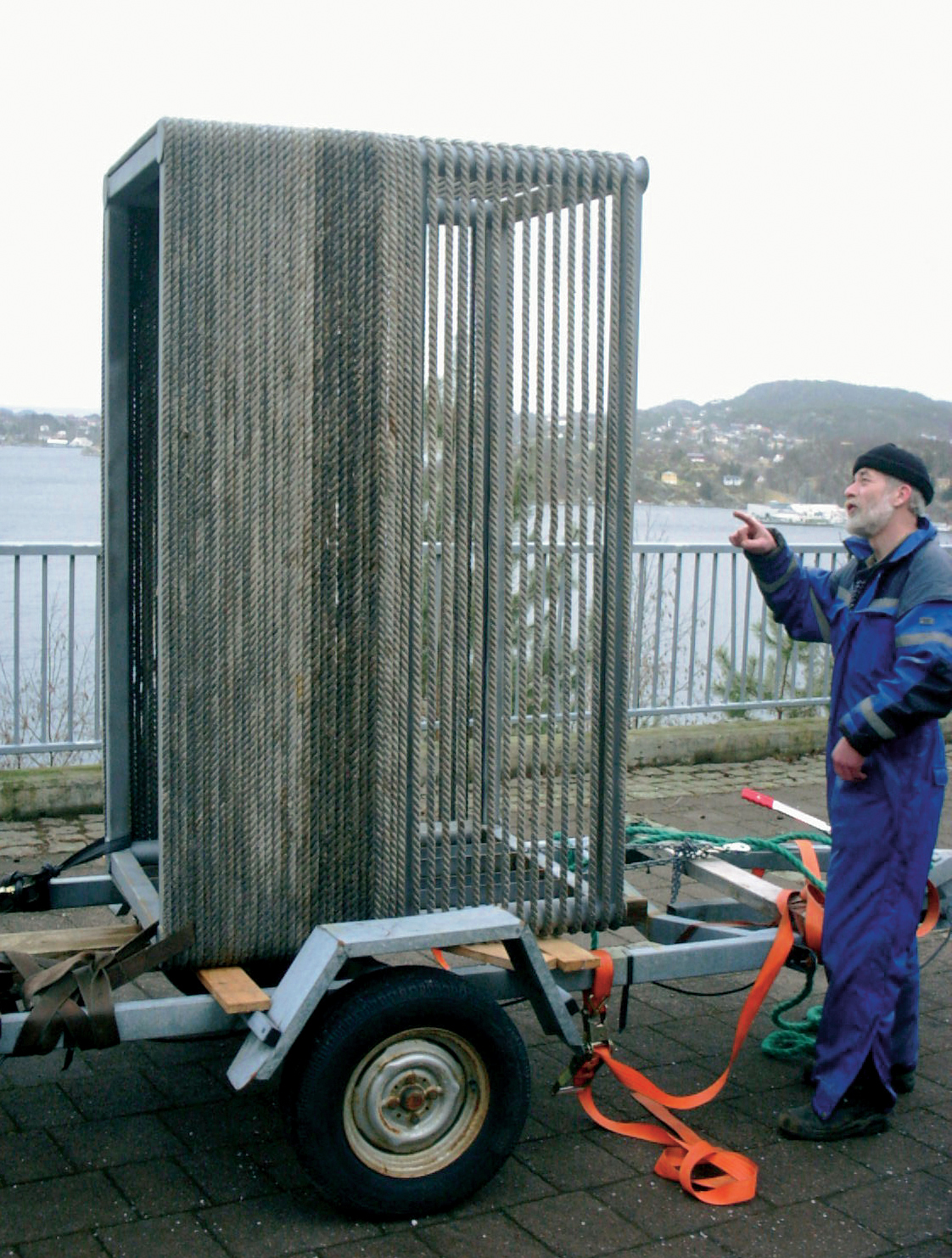 Nasjonale turistveger - prøve på levegg i tau.
