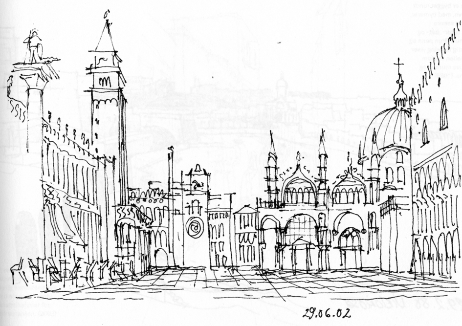 Byrom, Piazettaen i Venezia med Dogepalasset til høyre, 2002.