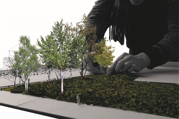 Forstudie til prosjekt på utstikker A11 i Bjørvika. Illustrasjon: Lalaland