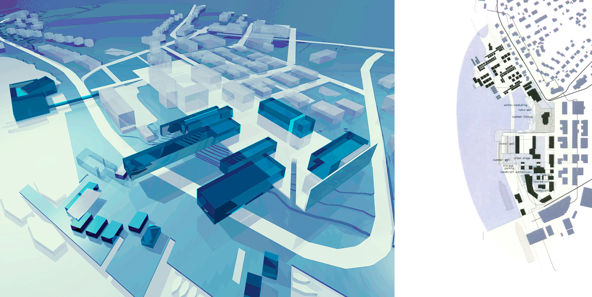 KIRKENES: Delt andrepremie for «Urban intersections» av italienske Stefania Papitto, Francesco Fazzio og Lorenza Giavarini (over) og «Elastic system» av Ida Winge Andersen, Lund/Norge og portugisiske Ines Almeida (til høyre).