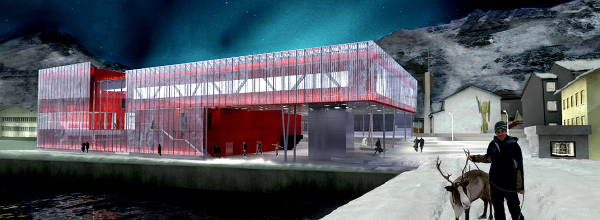 Ett av byggverkene til a-lab som mottok den europeiske prisen er Arktisk
Kultursenter i Hammerfest som er under bygging. (Illustrasjon: Arkitekten.)