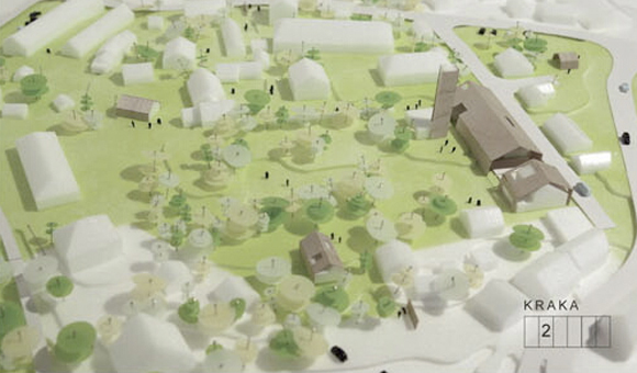 Plangrepet inne i museumsområdet. Området deles inn i syv områder; hagen byen, landet og industrien som ligger innenfor museets område, og gaten, parken og skogen som ligger rundt museumsområdet. Illustrasjon: Arkitekten