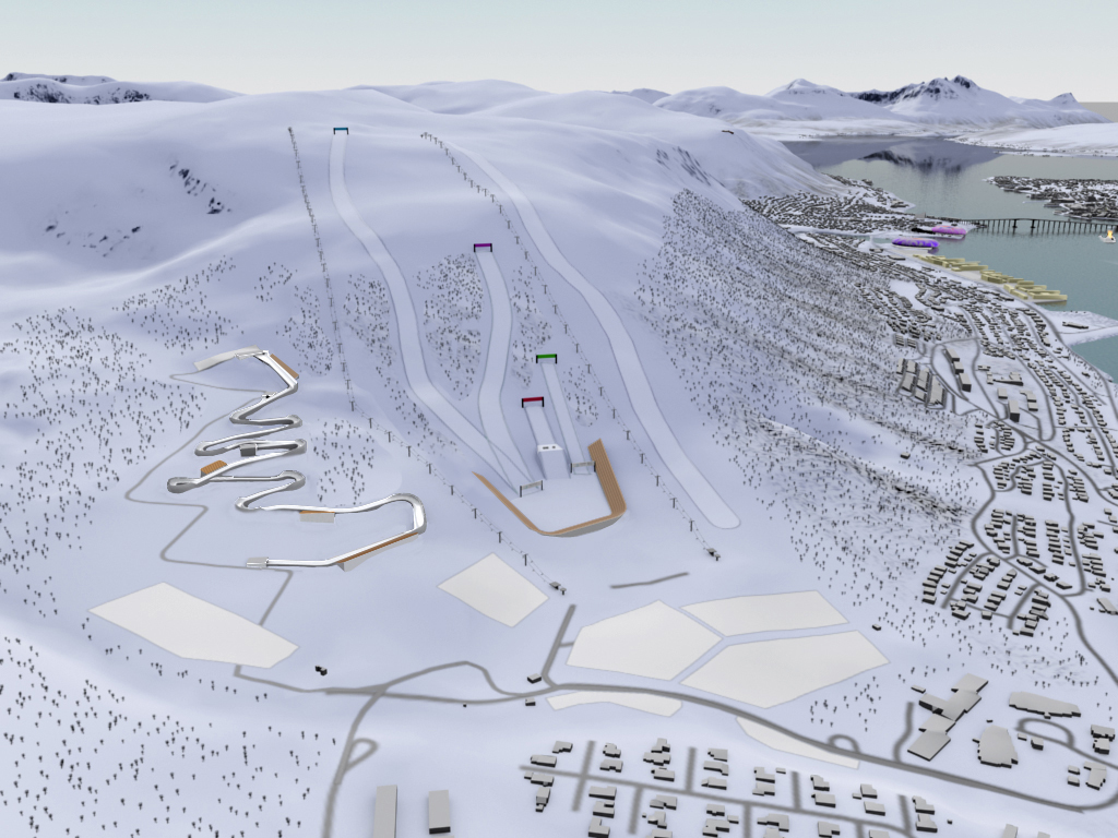 Kroken bob- og alpinarena. Ill.: 70°N arkitektur as/Rambøll Mapping AS.