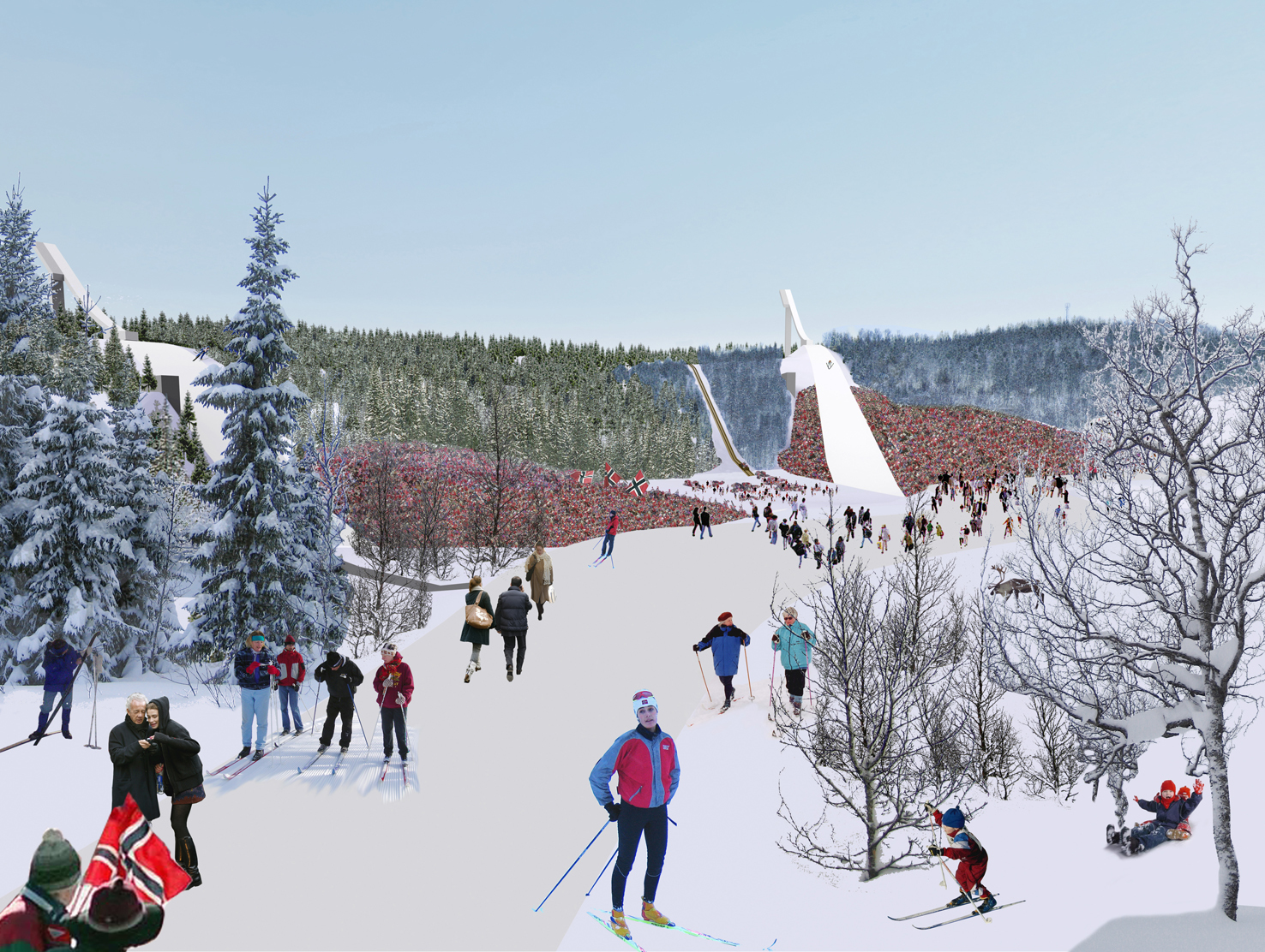 Grønnåsen hopparena. Ill.: 70°N arkitektur as/Rambøll Mapping AS.