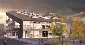 Nylig offentliggjort skisse til nytt Brønnøysundregister. Illustrasjon: Ratio arkitekter as