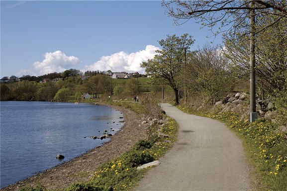 Stokkavatnet, «alle turveiers mor». Denne standarden ble mønsteret for all senere turveiutbygging i Stavanger. Det er en sosial møteplass som er to og en halv meter bred og åtte kilometer lang. Foto: Torgeir Esig Sørensen
