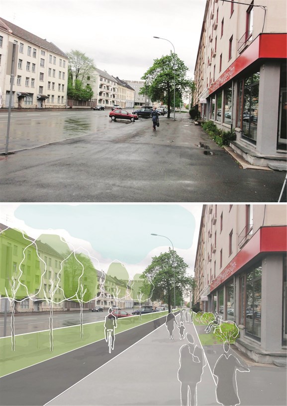 Slik ser prosjektgruppa for seg at Elgeseter gate kan bli etter opprustningen. Foto/illustrasjon: Trondheim kommune Slik ser prosjektgruppa for seg at Elgeseter gate kan bli etter opprustningen. Foto/illustrasjon: Trondheim kommune