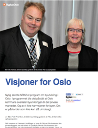 Faksmile av innlegget fra Bård Folke Fredriksen, byråd for byutvikling og Ellen S. de Vibe, direktør i Plan og bygningsetaten.