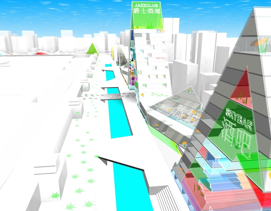 Fra CO-EVOLUTION: Citywall Xian. Citywall is a project proposing a new city wall around the existing historic one; a 14 km wide compactly-organized architectonic belt, providing transportation, accommodation, parks and squares, information centres etc. Arkitekter: TRANSFORM og XAUAT