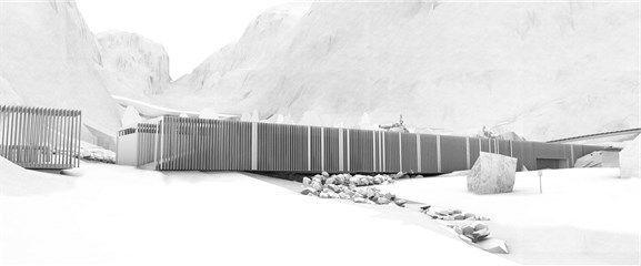 Perspektiv av forslaget «Jøssing», som kom på andreplass. Illustrasjon: Arkitektene Perspektiv av forslaget «Jøssing», som kom på andreplass. Illustrasjon: Arkitektene