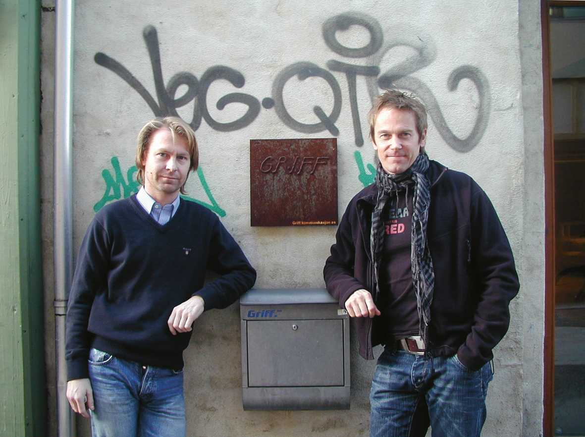 To av partnerne i Griff, Jarl Ture Vormdal (til høyre) og Fredrik Temte. Foto: Jan Carlsen.