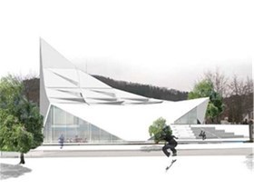 Link arkitektur AS' vinnerforslag til nye Algård kirke. Illustrasjon: Link arkitekter AS, hentet fra Den norske kirkes nettsider. Link arkitektur AS' vinnerforslag til nye Algård kirke. Illustrasjon: Link arkitekter AS, hentet fra Den norske kirkes nettsider.