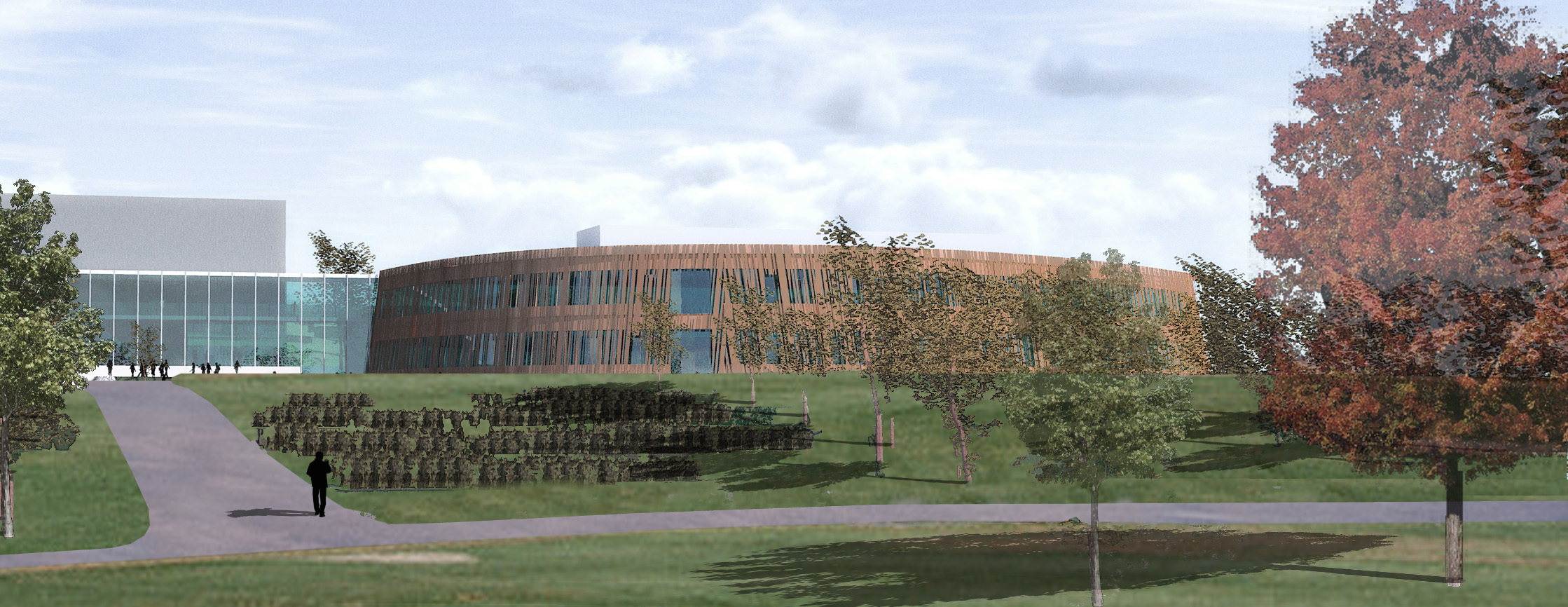 Teknobyggets fasade. Illustrasjon: HRTB Arkitekter AS