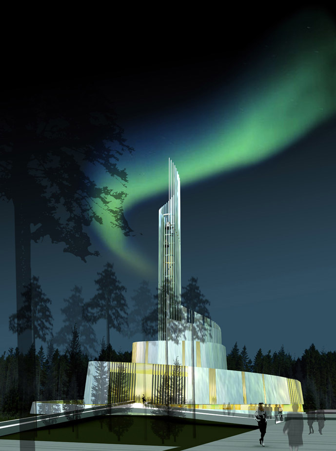 Planer for Alta: Nordlyskatedralen, tegnet av Link Signatur.