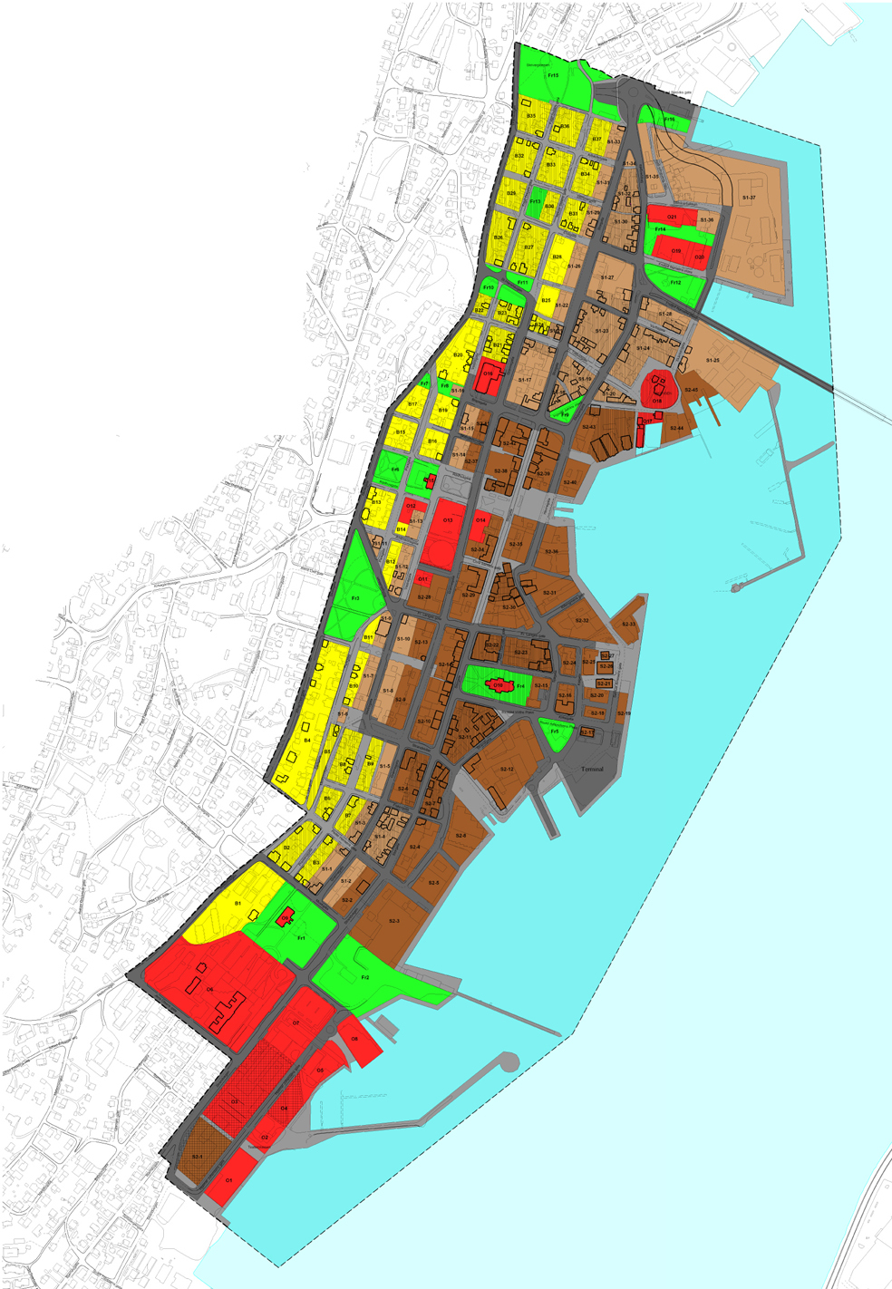 Sentrumsplan for Tromsø, fra innledningen:
Et mangfoldig og velfungerende sentrum er den viktigste arena og møtested i en bærekraftig by. Sentrum utgjør en helhet av transport, byrom, bolig, næring og samspillet mellom disse.