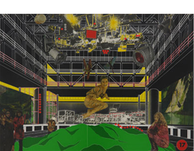 Prosjekt for Trøndelag Teater, 1977. Illustrasjon Ron Herron/Per Kartvedt. 