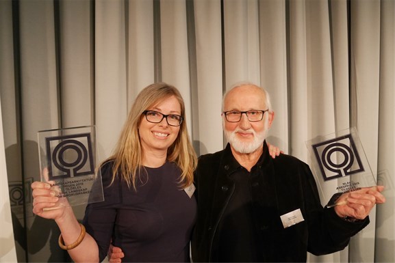 Anne Pia Møllenhus (Link landskap),  og Bjarne Aasen vant historisk pris på NLA sin fagdag i Bergen. Foto Rainer Stange.