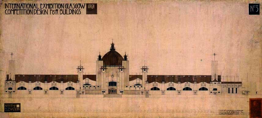 Kelvingrove utstillingshall, konkurranseutkast.