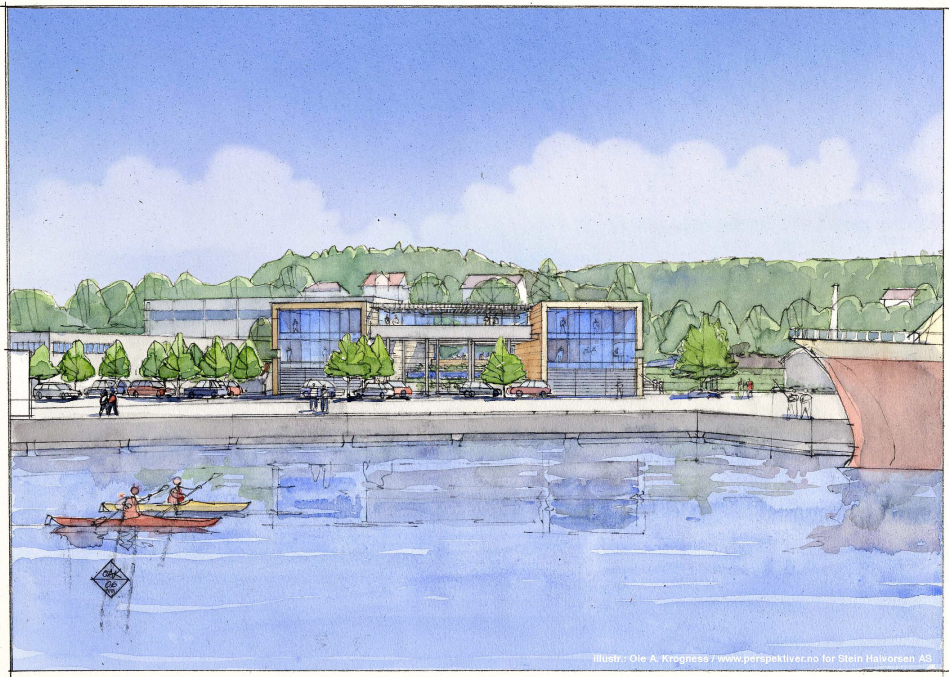 Nytt politihus i Florø. Perspektiv ved Ole A. Krogness.