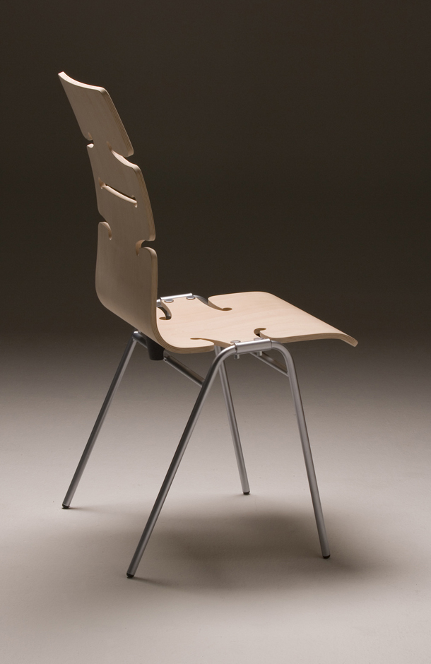 Viola: Utsparingene i laminatet, som gir assosiasjoner til fiolinkassens utskjæringer, gjør vippebevegelser mulig. Foto: Fredrik Arff.