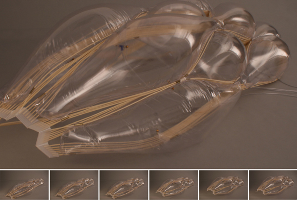 Erlend Bakke-Eidsaa bruker dobbelkrumming i struktur der lufttrykk støtter hovedstrukturen for å oppnå en større skala. Foto: studenten