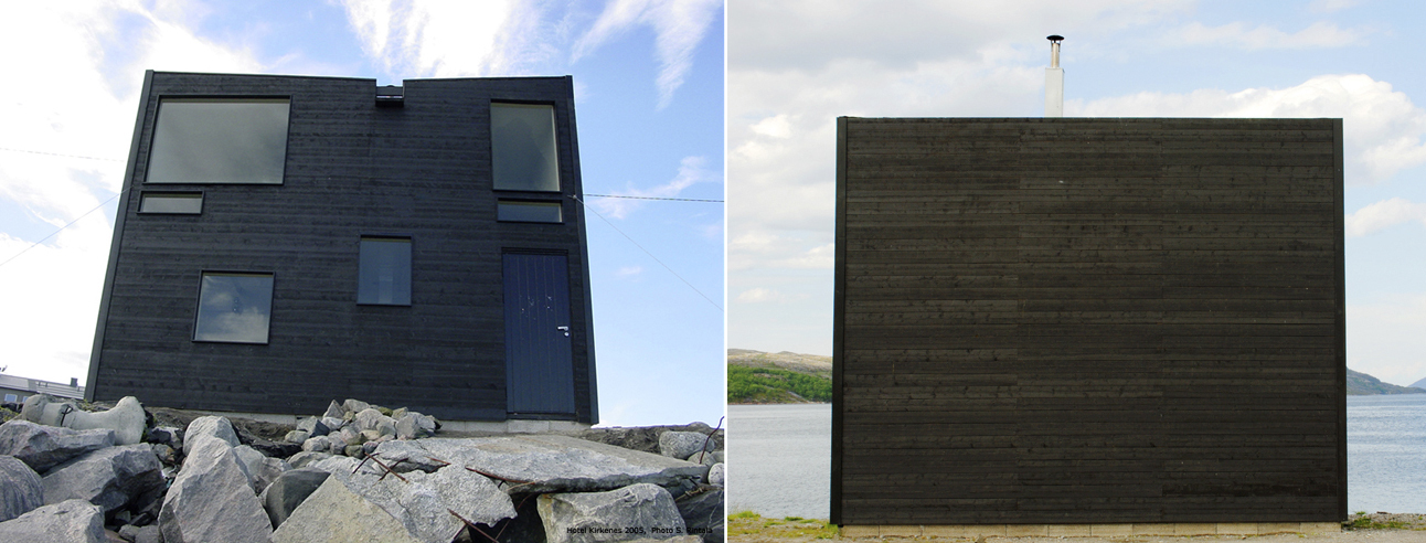 TEMA FORM OG FUNKSJON: Sami Rintalas nesten mystiske overnattingskube på 6 x 2,5 x 5 m ved Kirkenesfjorden. Foto: Arkitekten.