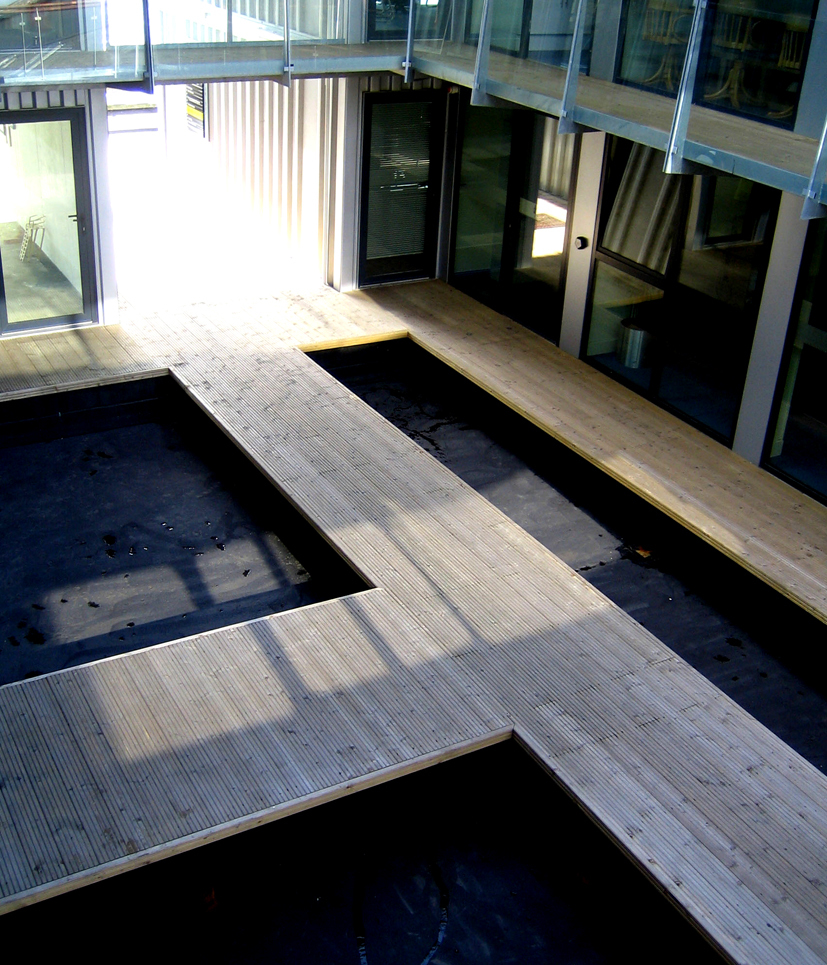 Regnvannsbasseng fra Container City. Foto: Erlend Seilskjær.