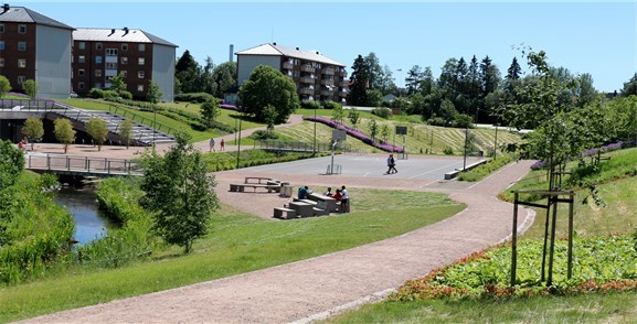 Bjerkedalen park er en av de tre finalistene til Oslo bys arkitekturpris. Foto: Plan- og bygningsetaten Bjerkedalen park er en av de tre finalistene til Oslo bys arkitekturpris. Foto: Plan- og bygningsetaten