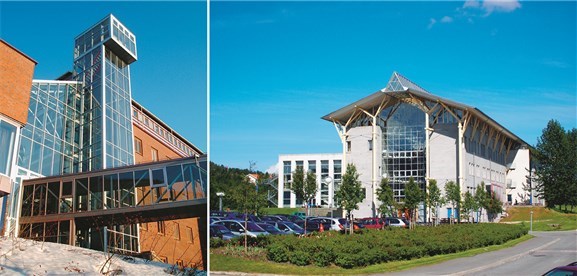 Bildet fra venstre: MH-bygget av Borealis arkitekter. Foto: Wikipedia/Trond Tosterud. Bildet til høyre: Fiskerihøyskolen av Borealis arkitekter. Foto: Thomas Vassdal