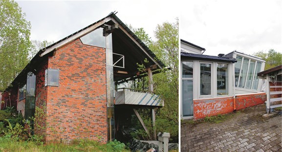 Bildet til venstre: Steinsvik Arkitektkontors eget selvtegnede kontorbygg på Langnes. Til høyre: Et lite steinkast unna ligger Blå Streks villa Reibo, ifølge Knut Eirik Dahl sterkt inspirert av tidlig Frank Gehry. Foto: Ingebjørg Semb

		Alle foto: Ingebjørg Semb