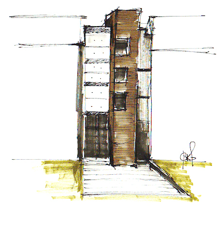 Skisse til byfortetning av Robert Ekanger og Øyvind Kolnes Grønli.