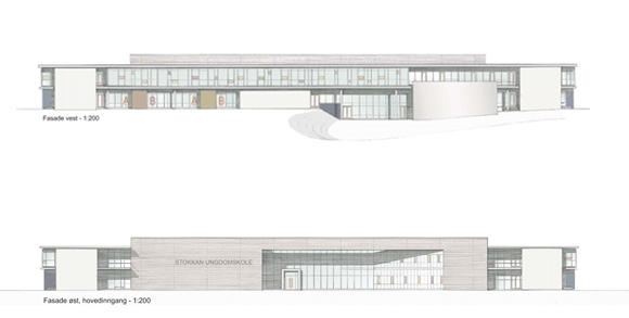 Bygget sett fra vest og øst. Illustrasjon: Arkitekten