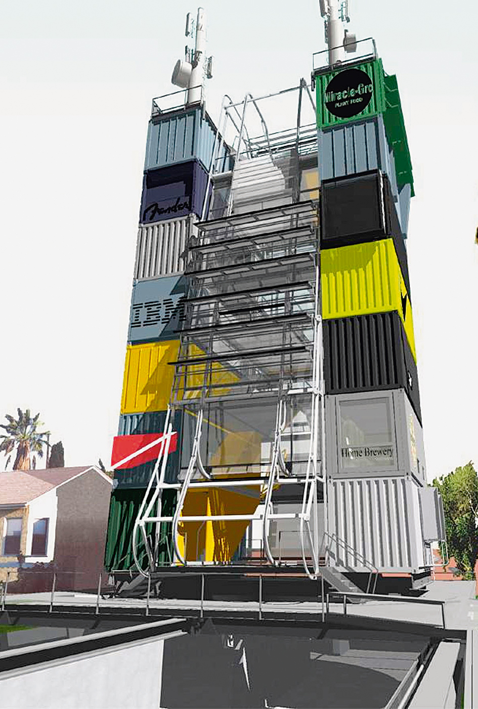 Living in Motion i Edinburgh  stablesystem for containere, arkitekt Wes Jones.