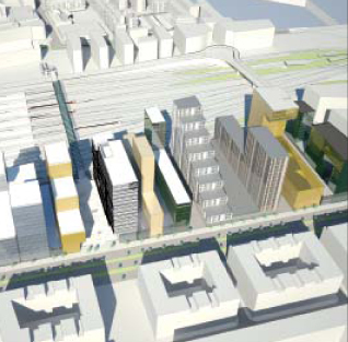 Dronning Eufemias gate - en boulevard som ivaretar gående, syklende, bilister og dem som reiser kollektivt. Illustrasjon: Placebo Effects