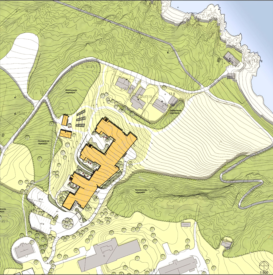 Situasjonsplan Nidaros DPS ved Teknobygg AS, Madsø Sveen Arkitekter AS og landskapsarkitektene Asplan Viak AS.