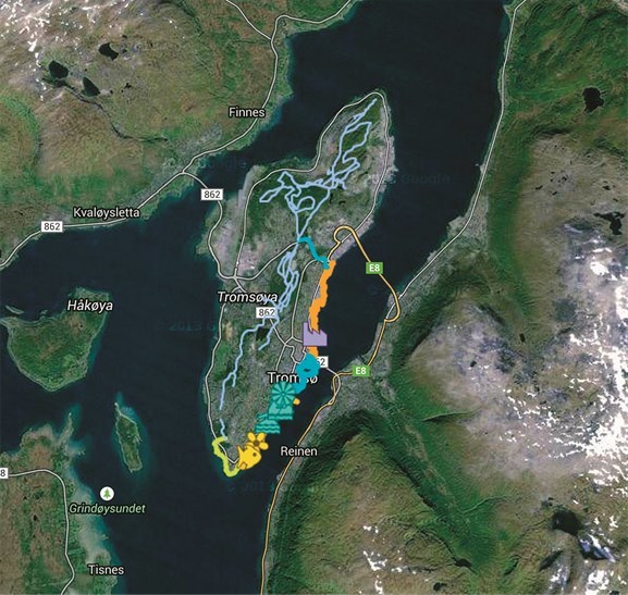 Dette er gruppas kart over mulige steder for temporære prosjekter. 
