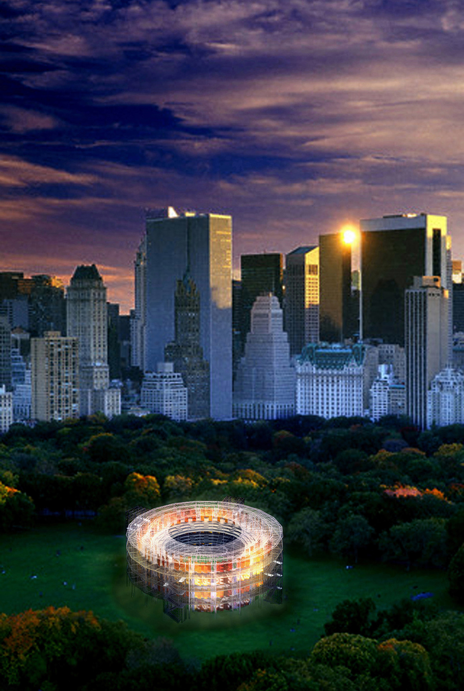 Transparent Theater, New York, 2006. Rockwell Groups forestilling om den nye The Globe feirer det levende teaters flyktige karakter. Utformingen bryter ned den formelle teaterstrukturen og åpner seg mot himmelen og omgivelsene. Ill.: Courtesy of Rockwell Group Transparent Theater, New York, 2006. Rockwell Groups forestilling om den nye The Globe feirer det levende teaters flyktige karakter. Utformingen bryter ned den formelle teaterstrukturen og åpner seg mot himmelen og omgivelsene. Ill.: Courtesy of Rockwell Group