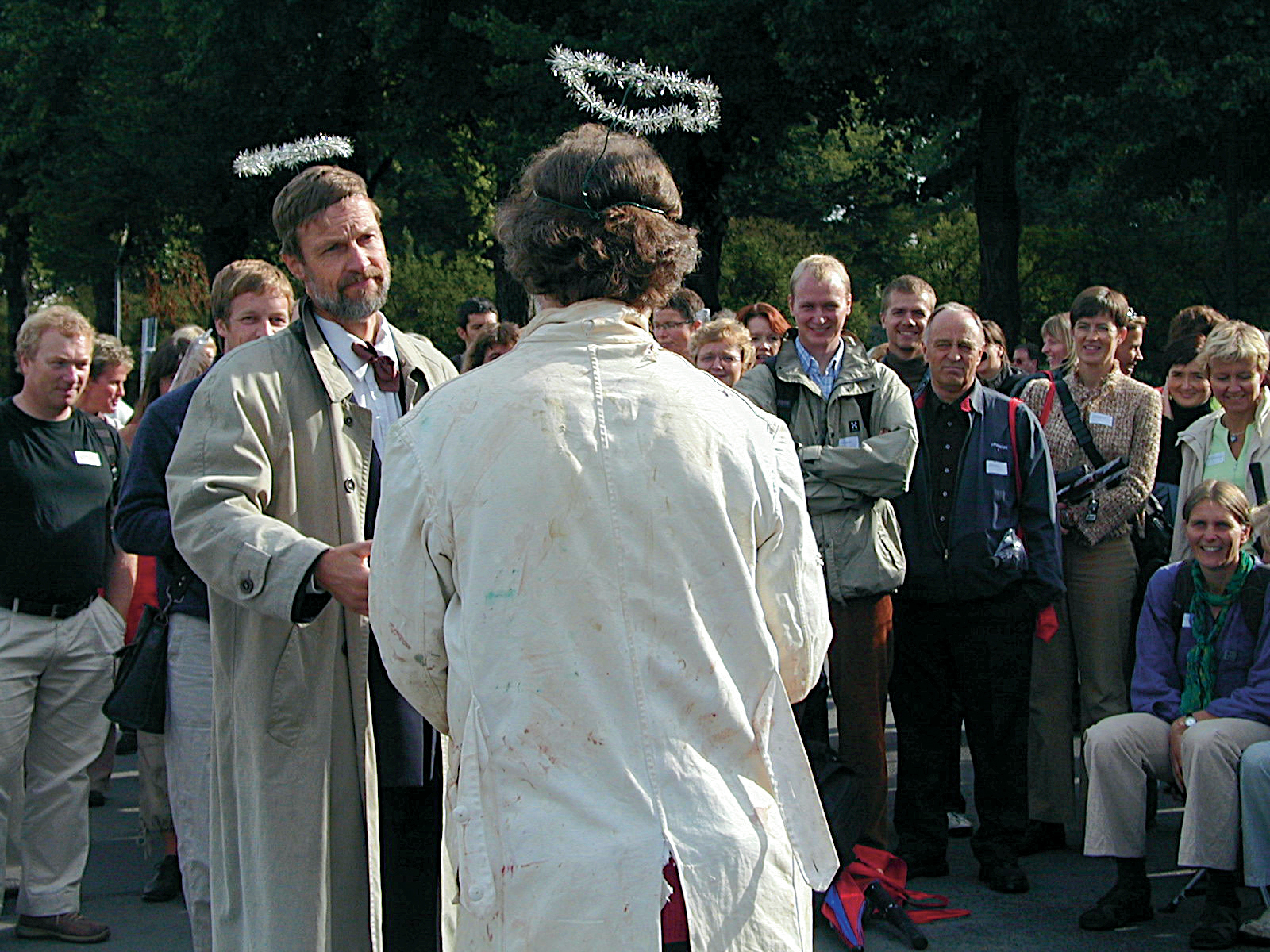 Karsten Jørgensen (t.v.) og Ole Rømer Sandberg gjenopplivet feiden mellom landskapsarkitekt Olav Leif Moen og Gustav Vigeland.