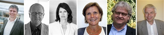 Paneldeltakere. Fra venstre Ola Elvestuen (Venstre), Gudmund Stokke (arkitekt, NSW), Gro Bonesmo (arkitekt, Space Group), Birgit Soleng (ingeniør, Rambøll), Karl Otto Ellefsen (rektor, AHO), og Dagfinn Godell (Tjuvholmen KS).