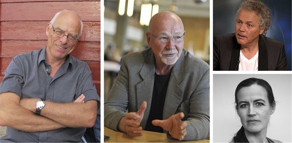 Paneldeltakere. Fra venstre: Audun Engh (Byens Fornyelse), Tarald Lundevall (arkitekt, Snøhetta), Tommy Sørbø (kunsthistoriker), og Ingrid Helsing Almaas (redaktør, Arkitektur N).