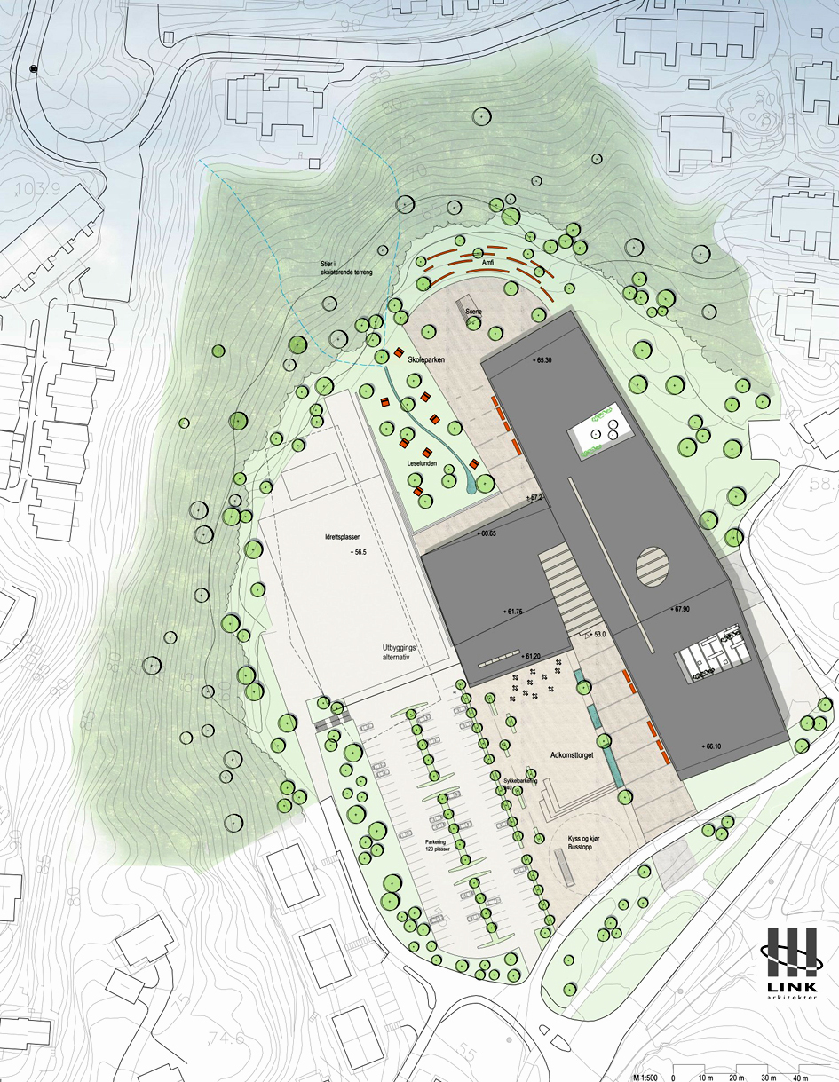 Landskapsplanen fekk ros frå juryen. (Illustrasjon: Arkitekten.)