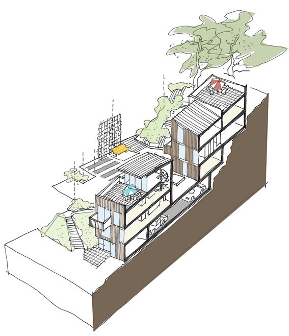 - TUN-hill presenterer en fascinerende leilighetsstruktur, med modulbaserte leiligheter plassert rundt et felles tun (fra juryens protokoll). - TUN-hill presenterer en fascinerende leilighetsstruktur, med modulbaserte leiligheter plassert rundt et felles tun (fra juryens protokoll).