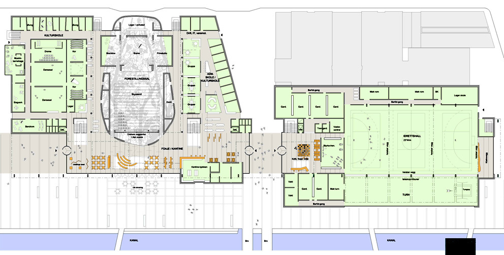 Plan, 1. etasje. Ill.: Arkitekten. Plan, 1. etasje. Ill.: Arkitekten.
