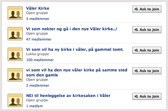 Det lokale engasjementet for og imot den nye kirka i Våler har gitt seg uttrykk i sosiale medier. Faksimile: Facebook Det lokale engasjementet for og imot den nye kirka i Våler har gitt seg uttrykk i sosiale medier. Faksimile: Facebook