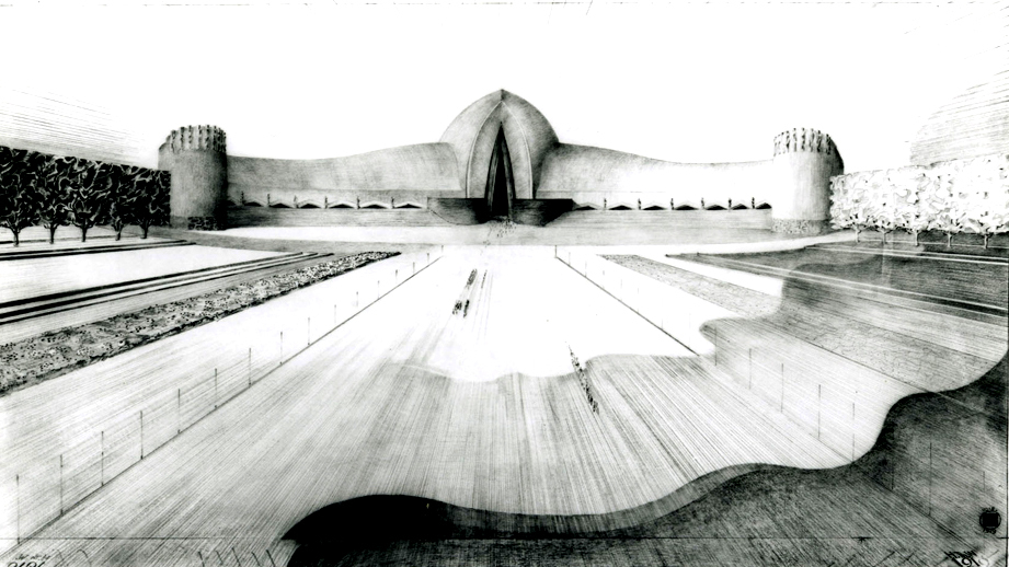 Stort offentlig teater i Vondelpark i Amsterdam, 1918. Hendrik Th. WijdeveldCredits/Collection NAI.